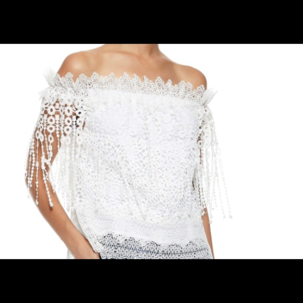 Elie Tahari off-the-shoulder lace top